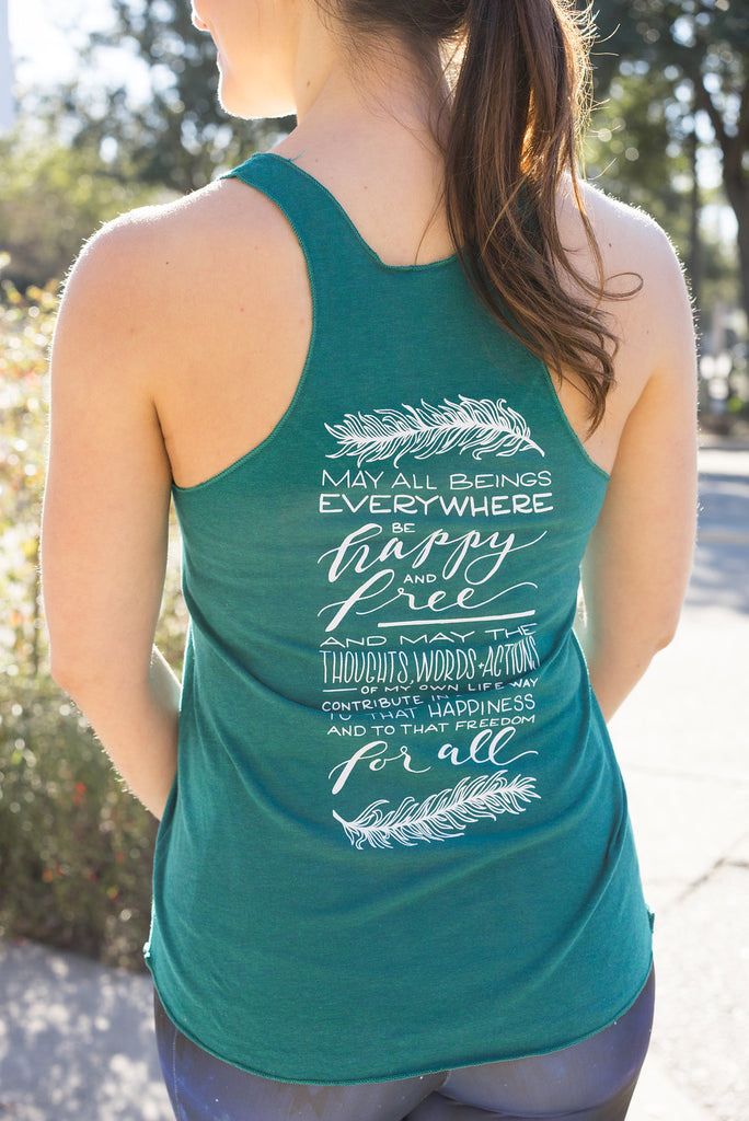 May All Beings Be Happy and Free Slim Fit Yoga Inspired Tank - Inspired by Stephanie Rose