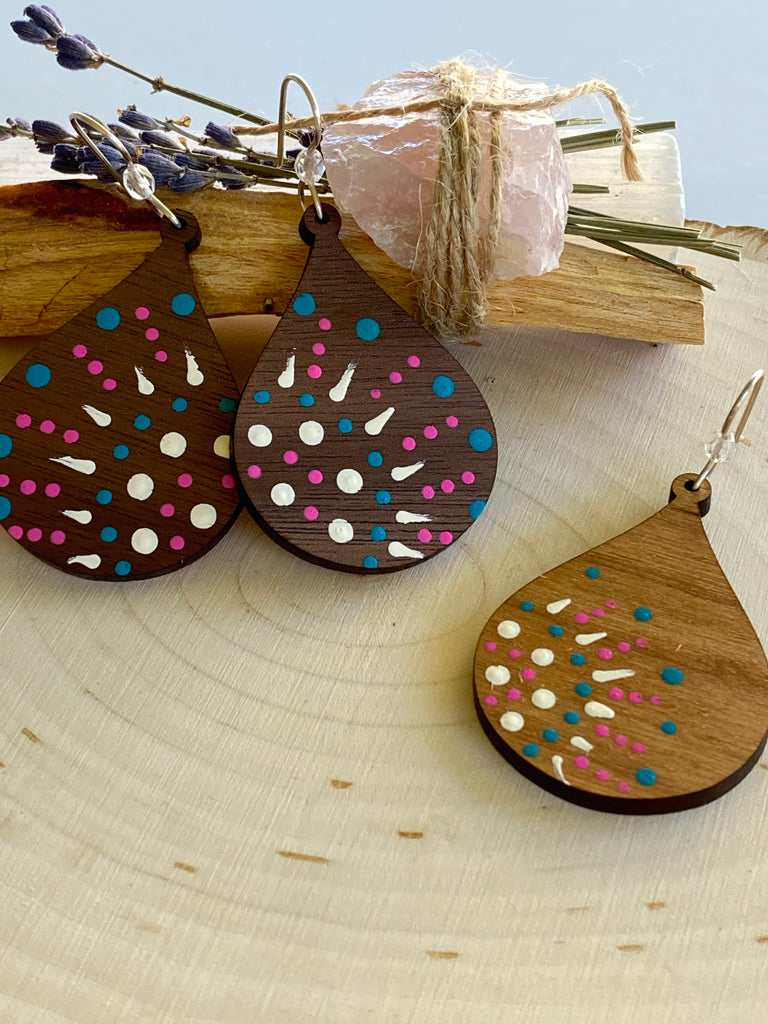 Hand Painted Mandala Earrings