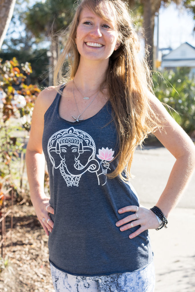 Ganesha and Lotus Flower Yoga Tank Top - Inspired by Stephanie Rose