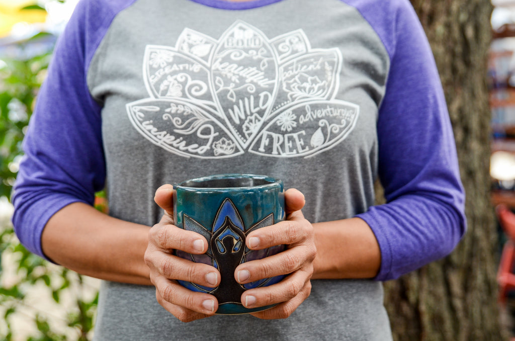 Yoga Themed Stoneware Coffee Mug - Inspired by Stephanie Rose