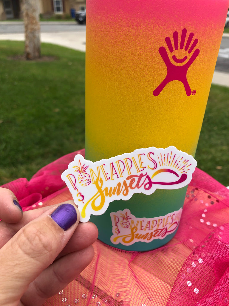 Pineapples & Sunsets Water Bottle Sticker - Inspired by Stephanie Rose