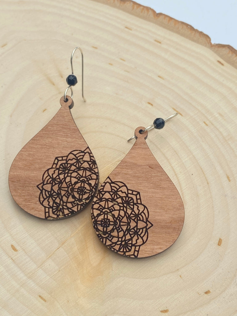Wooden Boho Fashion Mandala Earrings - Inspired by Stephanie Rose