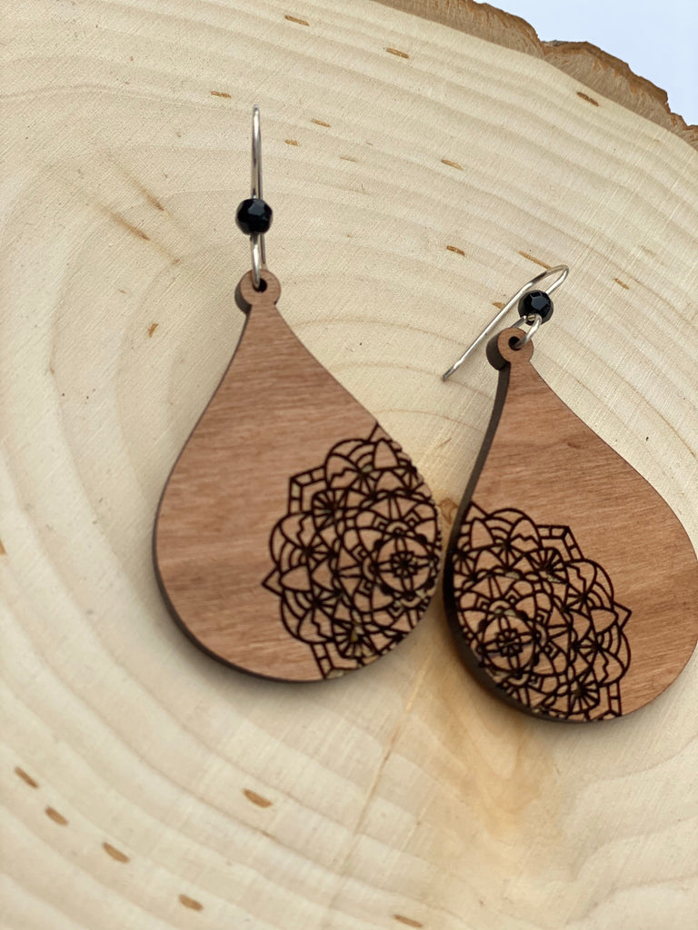 Wooden Boho Fashion Mandala Earrings - Inspired by Stephanie Rose